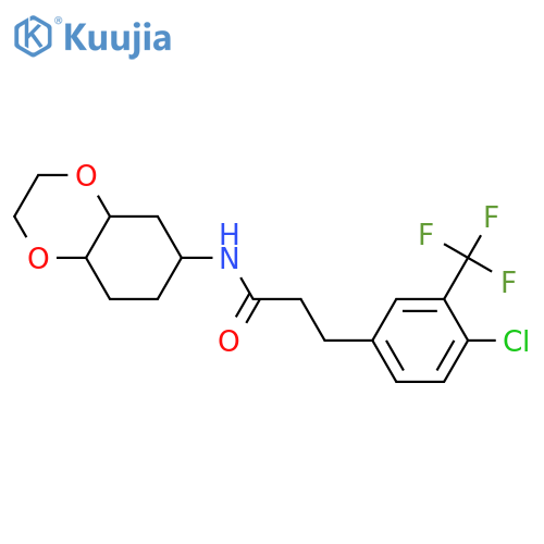 3-[4-chloro-3-(trifluoromethyl)phenyl]-N-(octahydro-1,4-benzodioxin-6-yl)propanamide structure