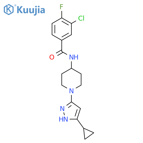 3-chloro-N-1-(5-cyclopropyl-1H-pyrazol-3-yl)piperidin-4-yl-4-fluorobenzamide structure