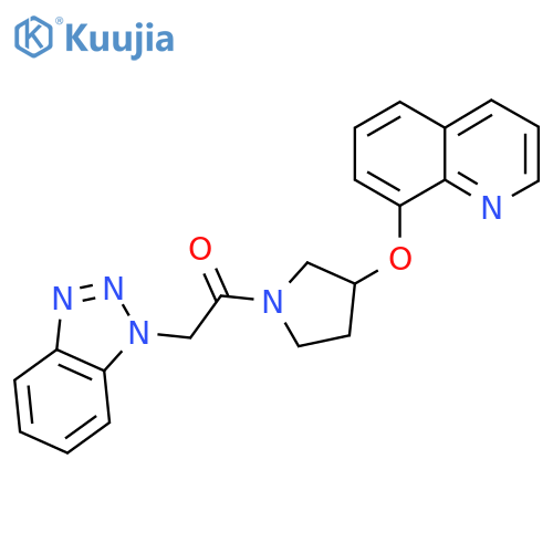 2-(1H-benzo[d][1,2,3]triazol-1-yl)-1-(3-(quinolin-8-yloxy)pyrrolidin-1-yl)ethanone structure