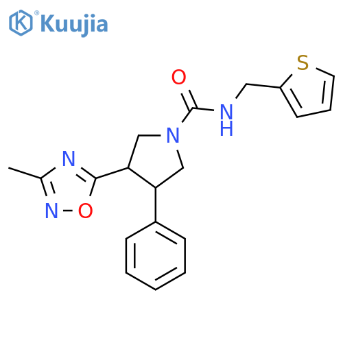 3-(3-methyl-1,2,4-oxadiazol-5-yl)-4-phenyl-N-(thiophen-2-yl)methylpyrrolidine-1-carboxamide structure