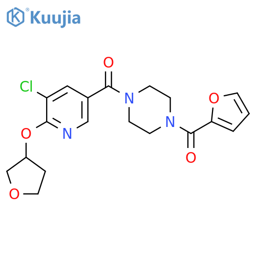 (4-(5-Chloro-6-((tetrahydrofuran-3-yl)oxy)nicotinoyl)piperazin-1-yl)(furan-2-yl)methanone structure