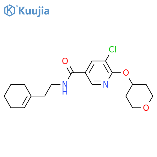 5-chloro-N-[2-(cyclohexen-1-yl)ethyl]-6-(oxan-4-yloxy)pyridine-3-carboxamide structure