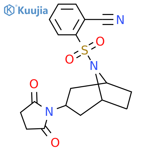 2-(((1R,5S)-3-(2,5-dioxopyrrolidin-1-yl)-8-azabicyclo[3.2.1]octan-8-yl)sulfonyl)benzonitrile structure