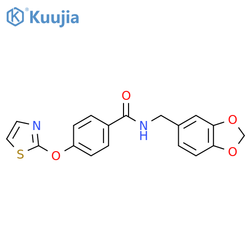 N-(2H-1,3-benzodioxol-5-yl)methyl-4-(1,3-thiazol-2-yloxy)benzamide structure