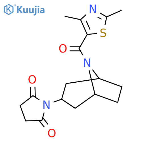 1-((1R,5S)-8-(2,4-dimethylthiazole-5-carbonyl)-8-azabicyclo[3.2.1]octan-3-yl)pyrrolidine-2,5-dione structure