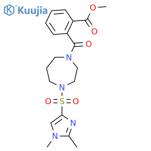 methyl 2-{4-(1,2-dimethyl-1H-imidazol-4-yl)sulfonyl-1,4-diazepane-1-carbonyl}benzoate structure