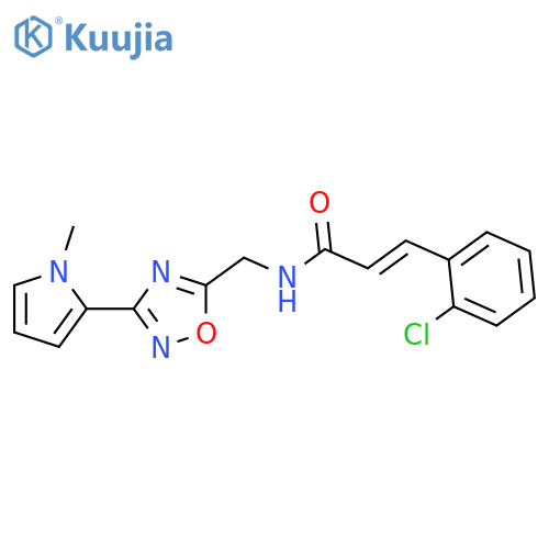 (2E)-3-(2-chlorophenyl)-N-{3-(1-methyl-1H-pyrrol-2-yl)-1,2,4-oxadiazol-5-ylmethyl}prop-2-enamide structure