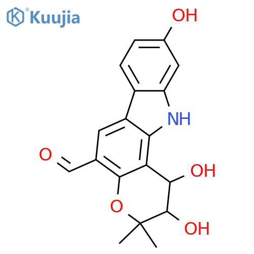 Pyrano[3,2-a]carbazole-5-carboxaldehyde,1,2,3,11-tetrahydro-1,2,9-trihydroxy-3,3-dimethyl-, (1R,2S)-rel-(-)- structure