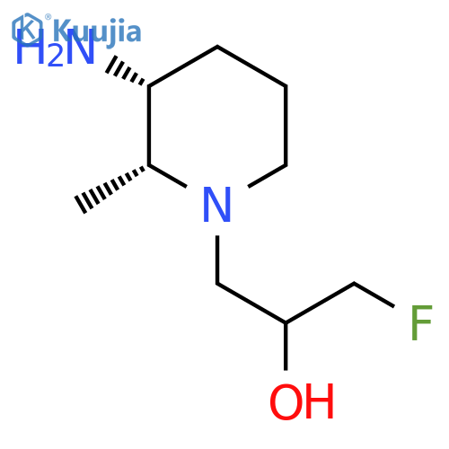 rac-1-(2R,3R)-3-amino-2-methylpiperidin-1-yl-3-fluoropropan-2-ol structure