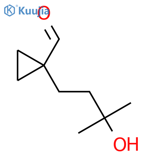 1-(3-hydroxy-3-methylbutyl)cyclopropane-1-carbaldehyde structure