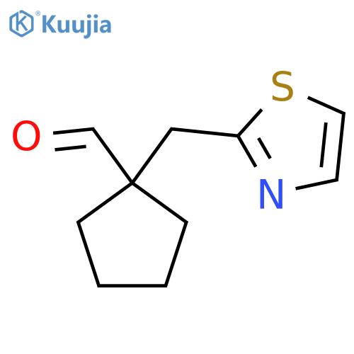 1-(1,3-thiazol-2-yl)methylcyclopentane-1-carbaldehyde structure