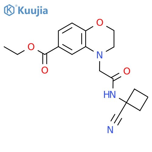 ethyl 4-{[(1-cyanocyclobutyl)carbamoyl]methyl}-3,4-dihydro-2H-1,4-benzoxazine-6-carboxylate structure