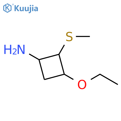 3-ethoxy-2-(methylsulfanyl)cyclobutan-1-amine structure