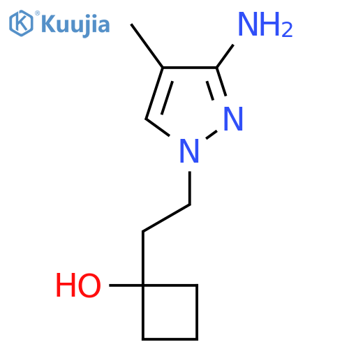 1-2-(3-amino-4-methyl-1H-pyrazol-1-yl)ethylcyclobutan-1-ol structure