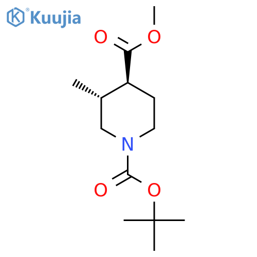 trans-1-Tert-butyl 4-methyl 3-methylpiperidine-1,4-dicarboxylate structure