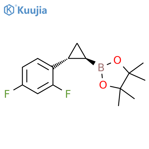 2-[cis-2-(2,5-difluorophenyl)cyclopropyl]-4,4,5,5-tetramethyl-1,3,2-dioxaborolane structure