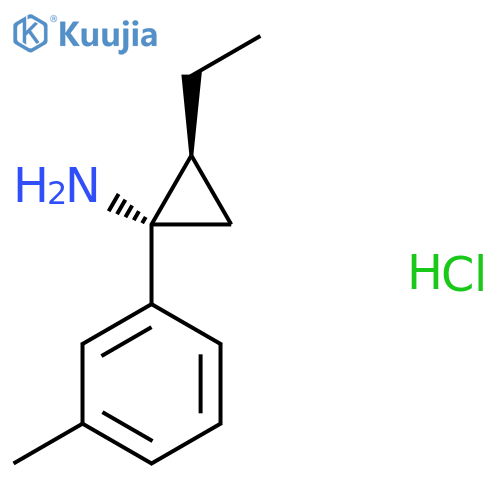 (1S,2S)-2-ethyl-1-(3-methylphenyl)cyclopropan-1-amine hydrochloride structure