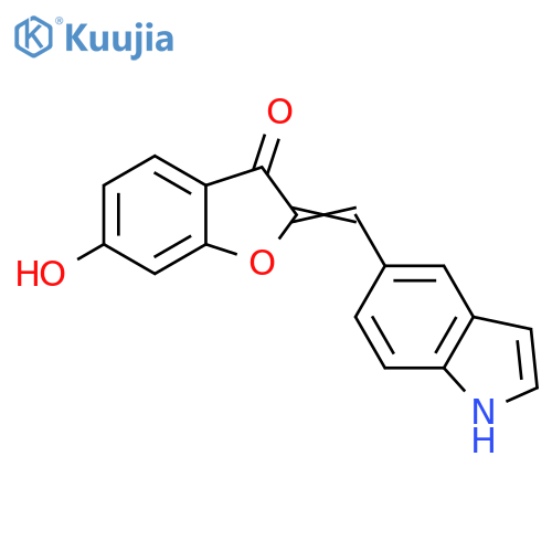6-hydroxy-2-(1H-indol-5-yl)methylidene-2,3-dihydro-1-benzofuran-3-one structure