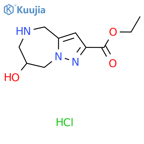 Ethyl 7-hydroxy-5,6,7,8-tetrahydro-4H-pyrazolo[1,5-a][1,4]diazepine-2-carboxylate hydrochloride structure