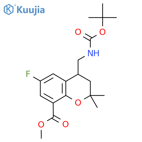 Methyl 4-(((tert-butoxycarbonyl)amino)methyl)-6-fluoro-2,2-dimethylchroman-8-carboxylate structure