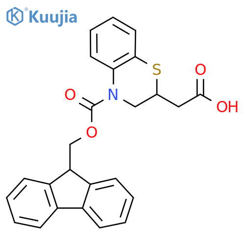 2-(4-{[(9H-fluoren-9-yl)methoxy]carbonyl}-3,4-dihydro-2H-1,4-benzothiazin-2-yl)acetic acid structure