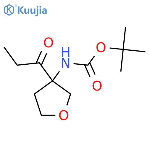 tert-butyl N-(3-propanoyloxolan-3-yl)carbamate structure