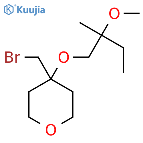 4-(bromomethyl)-4-(2-methoxy-2-methylbutoxy)oxane structure