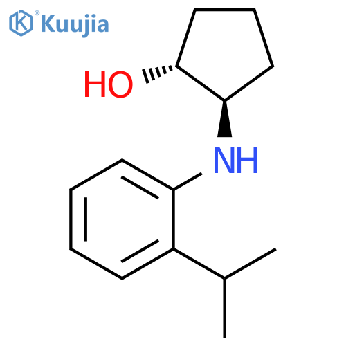 trans-2-{[2-(propan-2-yl)phenyl]amino}cyclopentan-1-ol structure