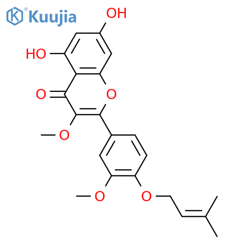 5,7-Dihydroxy-3-methoxy-2-[3-methoxy-4-[(3-methyl-2-butenyl)oxy]phenyl]-4H-1-benzopyran-4-one structure