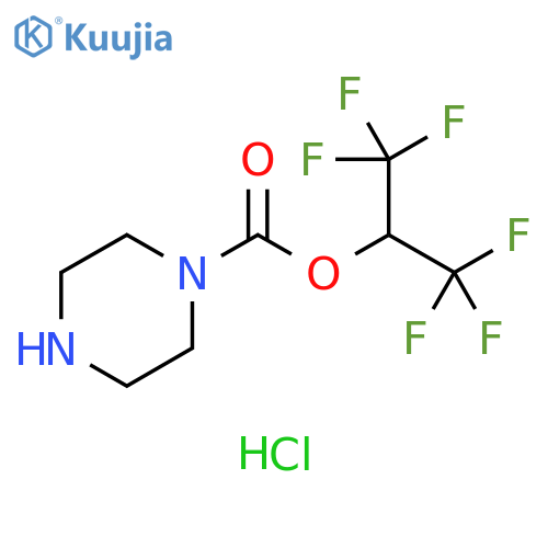[2,2,2-trifluoro-1-(trifluoromethyl)ethyl] piperazine-1-carboxylate;hydrochloride structure
