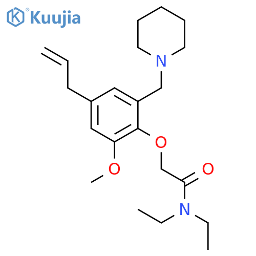 N,N-diethyl-2-[2-methoxy-6-(piperidin-1-ylmethyl)-4-(prop-2-en-1-yl)phenoxy]acetamide structure