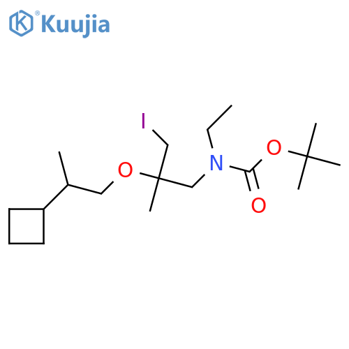 tert-butyl N-2-(2-cyclobutylpropoxy)-3-iodo-2-methylpropyl-N-ethylcarbamate structure