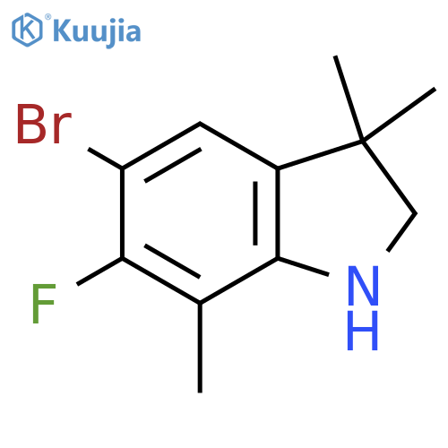 5-bromo-6-fluoro-3,3,7-trimethyl-2,3-dihydro-1H-indole structure