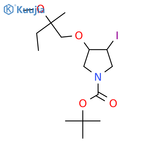 tert-butyl 3-iodo-4-(2-methoxy-2-methylbutoxy)pyrrolidine-1-carboxylate structure
