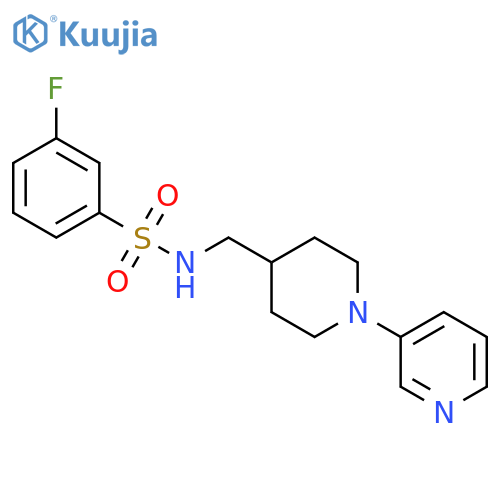 3-fluoro-N-[(1-pyridin-3-ylpiperidin-4-yl)methyl]benzenesulfonamide structure