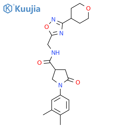 1-(3,4-dimethylphenyl)-N-{3-(oxan-4-yl)-1,2,4-oxadiazol-5-ylmethyl}-5-oxopyrrolidine-3-carboxamide structure