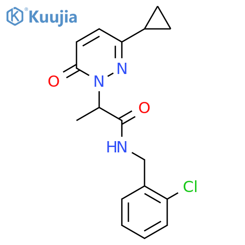 N-[(2-chlorophenyl)methyl]-2-(3-cyclopropyl-6-oxo-1,6-dihydropyridazin-1-yl)propanamide structure