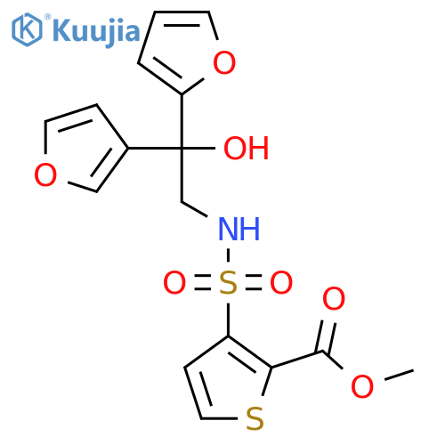 methyl 3-{2-(furan-2-yl)-2-(furan-3-yl)-2-hydroxyethylsulfamoyl}thiophene-2-carboxylate structure