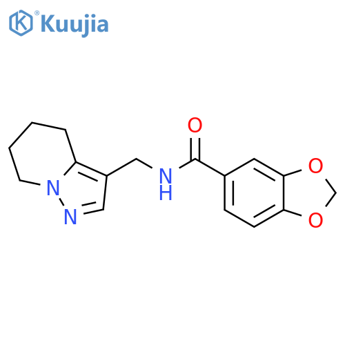 N-({4H,5H,6H,7H-pyrazolo[1,5-a]pyridin-3-yl}methyl)-2H-1,3-benzodioxole-5-carboxamide structure