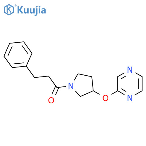 3-phenyl-1-[3-(pyrazin-2-yloxy)pyrrolidin-1-yl]propan-1-one structure