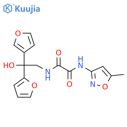 N'-2-(furan-2-yl)-2-(furan-3-yl)-2-hydroxyethyl-N-(5-methyl-1,2-oxazol-3-yl)ethanediamide structure
