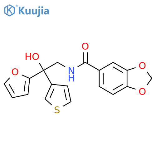 N-[2-(furan-2-yl)-2-hydroxy-2-(thiophen-3-yl)ethyl]-2H-1,3-benzodioxole-5-carboxamide structure
