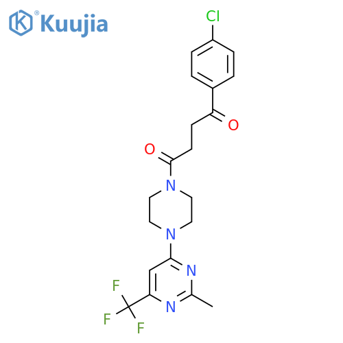 1-(4-chlorophenyl)-4-{4-[2-methyl-6-(trifluoromethyl)pyrimidin-4-yl]piperazin-1-yl}butane-1,4-dione structure