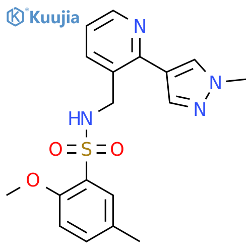 2-methoxy-5-methyl-N-{2-(1-methyl-1H-pyrazol-4-yl)pyridin-3-ylmethyl}benzene-1-sulfonamide structure