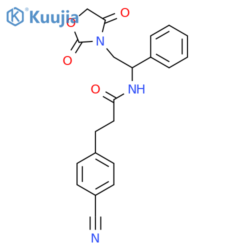 3-(4-cyanophenyl)-N-[2-(2,4-dioxo-1,3-oxazolidin-3-yl)-1-phenylethyl]propanamide structure