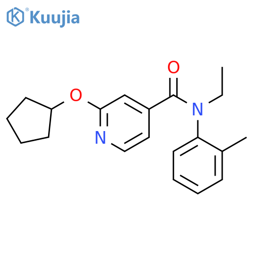 2-cyclopentyloxy-N-ethyl-N-(2-methylphenyl)pyridine-4-carboxamide structure
