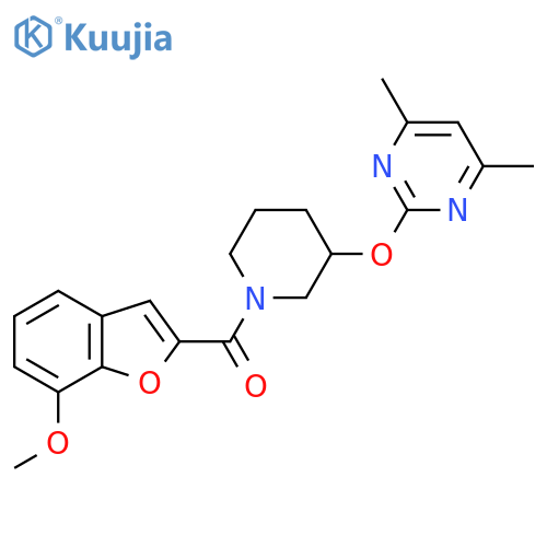 2-{[1-(7-methoxy-1-benzofuran-2-carbonyl)piperidin-3-yl]oxy}-4,6-dimethylpyrimidine structure