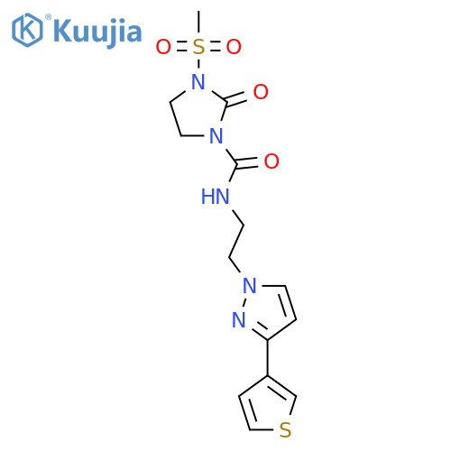 3-methanesulfonyl-2-oxo-N-{2-[3-(thiophen-3-yl)-1H-pyrazol-1-yl]ethyl}imidazolidine-1-carboxamide structure