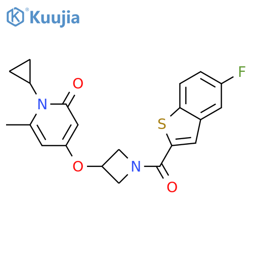 1-cyclopropyl-4-[1-(5-fluoro-1-benzothiophene-2-carbonyl)azetidin-3-yl]oxy-6-methylpyridin-2-one structure