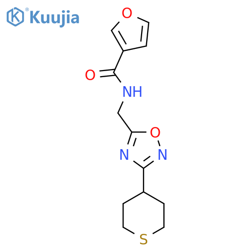 N-{3-(thian-4-yl)-1,2,4-oxadiazol-5-ylmethyl}furan-3-carboxamide structure
